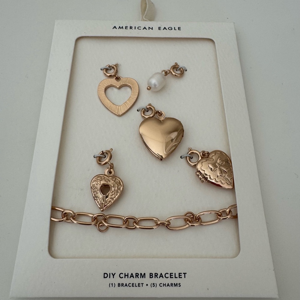 American Eagle Outfitters Rose Gold Heart Charm Bracelet